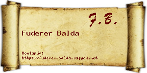 Fuderer Balda névjegykártya